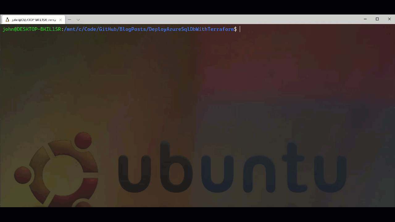Short animation showing the output from running Terraform apply.